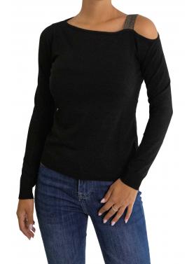 Maglia con dettaglio spalla glitter 
